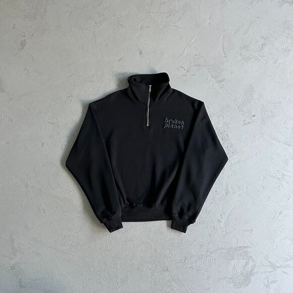 Broken Planet Basics Quarter Zipjumper Black - Picture 1 of 8